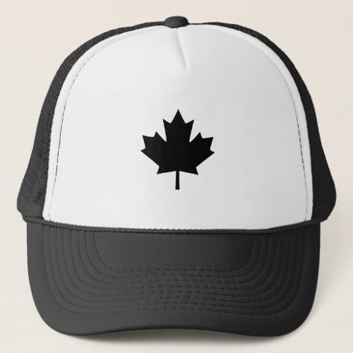 Canadian Black Maple Leaf Design Trucker Hat