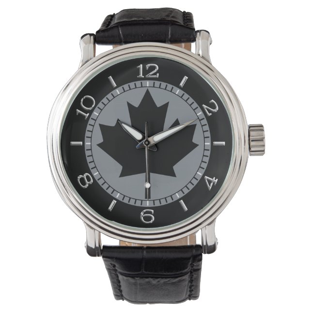 Canadian Black Maple Leaf Design Watch (Front)