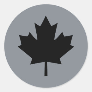 Canadian Black Maple Leaf Display Classic Round Sticker