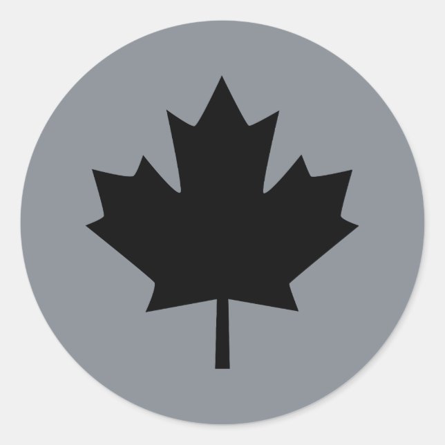 Canadian Black Maple Leaf Display Classic Round Sticker (Front)