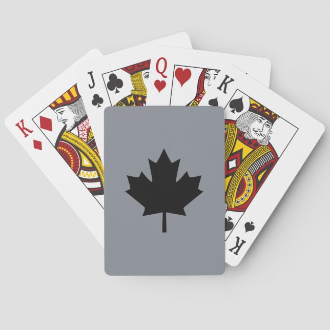Canadian Black Maple Leaf Display Poker Cards (Back)