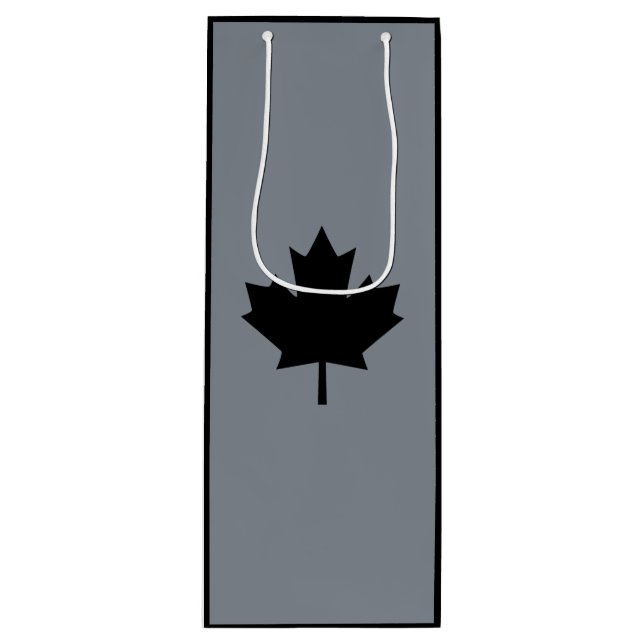Canadian Black Maple Leaf Display Wine Gift Bag (Front)