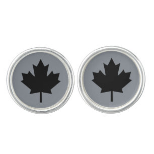 Canadian Black Maple Leaf Graphic Cufflinks