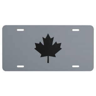 Canadian Black Maple Leaf Graphic License Plate