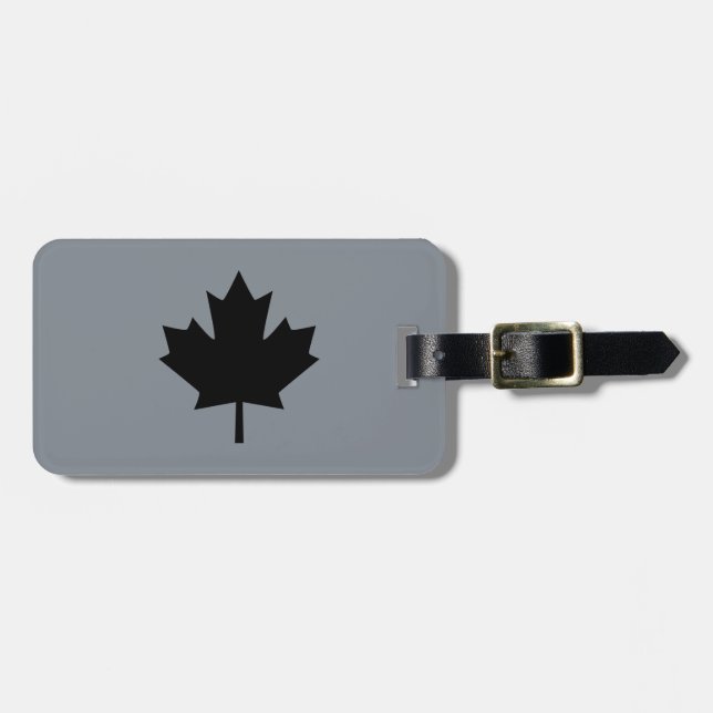 Canadian Black Maple Leaf Graphic Luggage Tag (Front Horizontal)