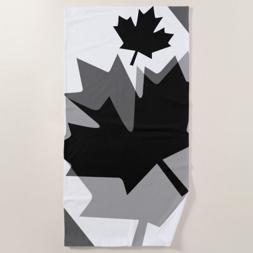 Canadian Black Maple Leaf Layered Style CANADA Beach Towel