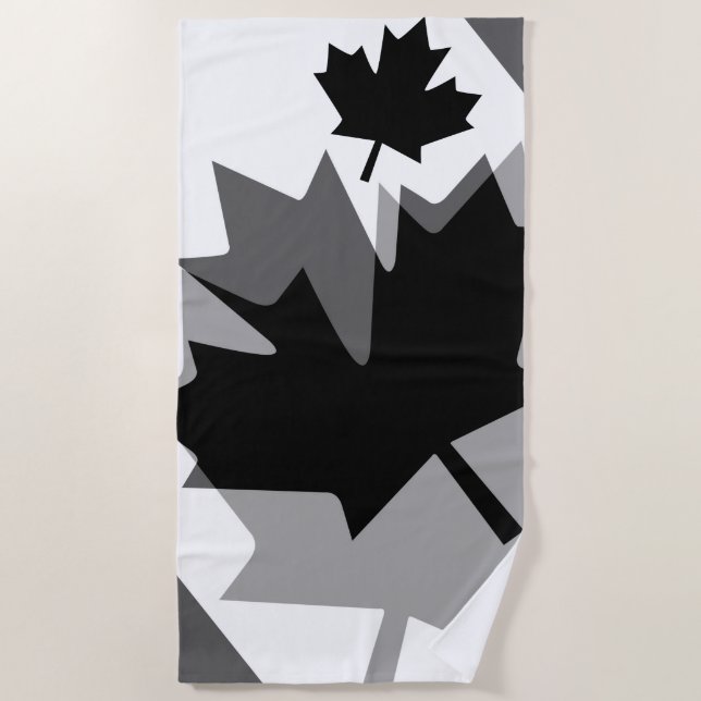 Canadian Black Maple Leaf Layered Style CANADA Beach Towel (Front)