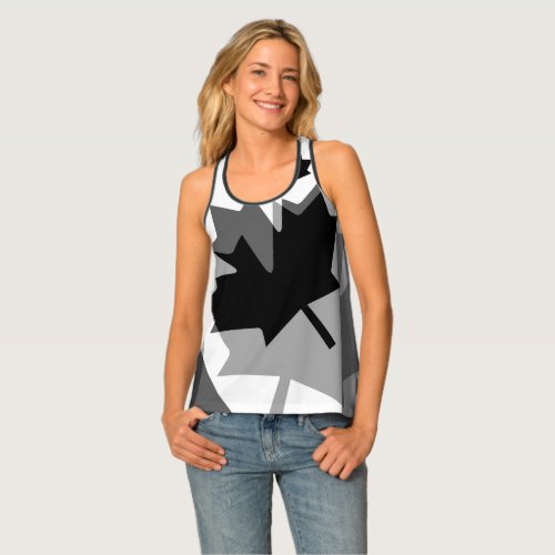 Canadian Black Maple Leaf Layered Style CANADA Tank Top