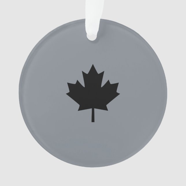 Canadian Black Maple Leaf on Gray Ornament (Front)