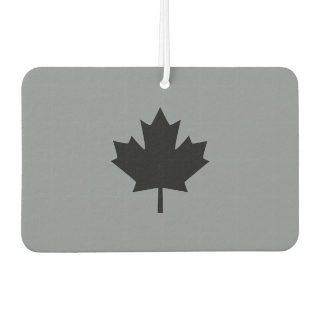 Canadian Black Maple Leaf on Grey Air Freshener (Front)