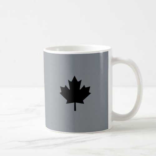 Canadian Black Maple Leaf on Grey Coffee Mug