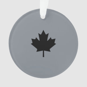 Canadian Black Maple Leaf on Grey Ornament