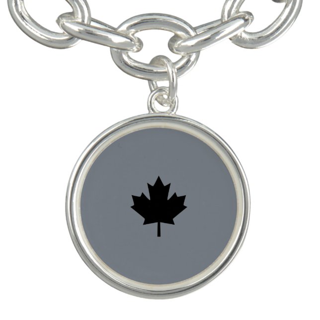 Canadian Black Maple Leaf Style Charm Bracelet (Design)