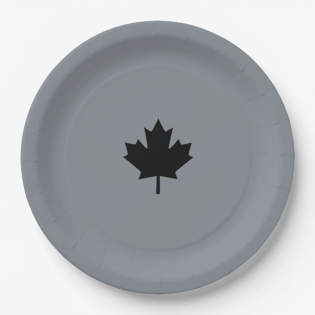 Canadian Black Maple Leaf Style Paper Plates (Front)
