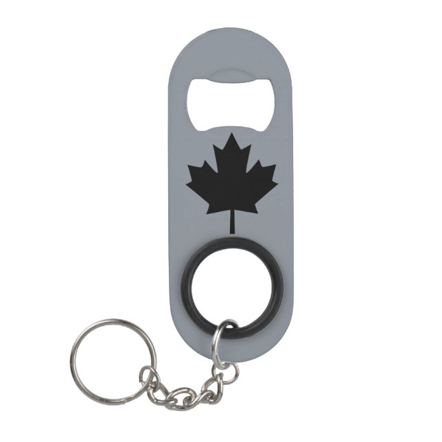 Canadian Black Maple Leaf Symbol Keychain Bottle Opener (Front)