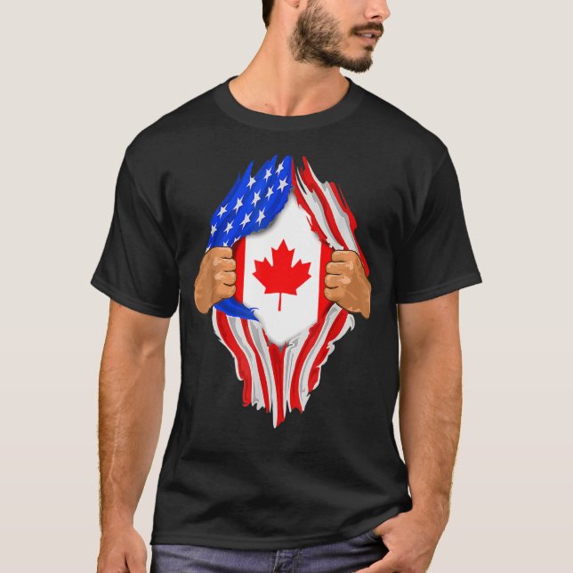Canadian Blood Inside Me  Canada Flag T-Shirt (Front)