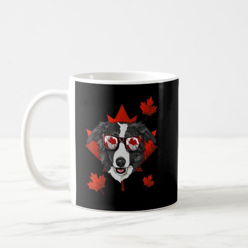 Canadian Border Collie Maple Tree Leaf Canada Flag Coffee Mug