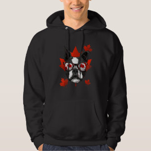 Canadian Boston Terrier Dog Maple Leaf Patriotic C Hoodie