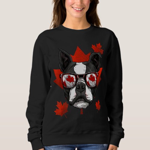 Canadian Boston Terrier Maple Tree Leaf Canada Fla Sweatshirt