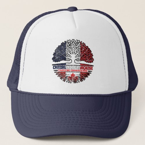 Canadian Canada French France Tree Roots Flag Trucker Hat