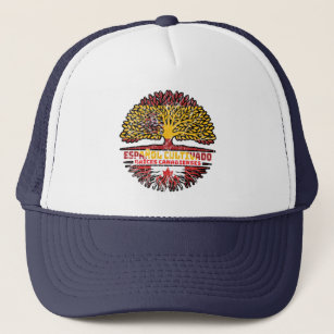 Canadian Canada Spain Spanish Tree Roots Flag Trucker Hat