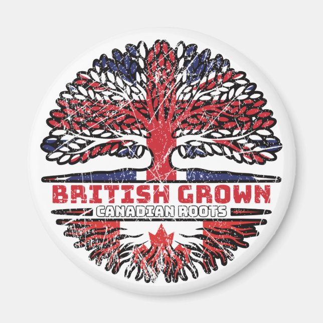 Canadian Canada Uk United Kingdom British Tree Magnet (Front)
