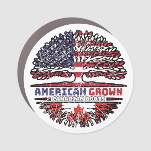 Canadian Canada US American USA United States Tree Car Magnet