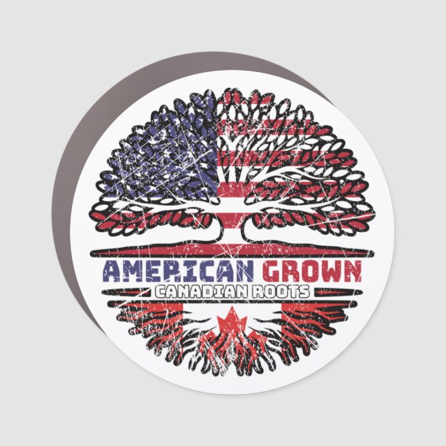 Canadian Canada US American USA United States Tree Car Magnet (Front)