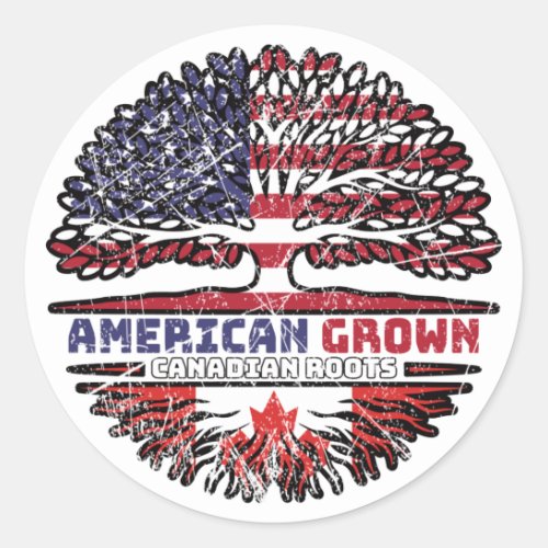 Canadian Canada US American USA United States Tree Classic Round Sticker