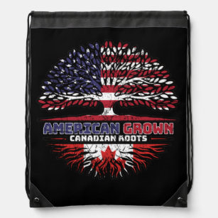 Canadian Canada US American USA United States Tree Drawstring Bag