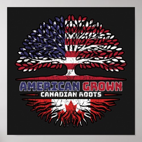 Canadian Canada US American USA United States Tree Poster