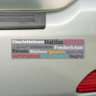 Canadian Capital Cities Bumper Sticker