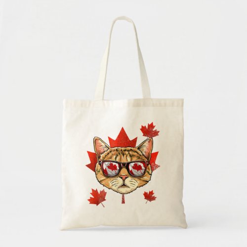 Canadian Cat Maple Ree Leaf Canada Flag Kitten Cat Tote Bag