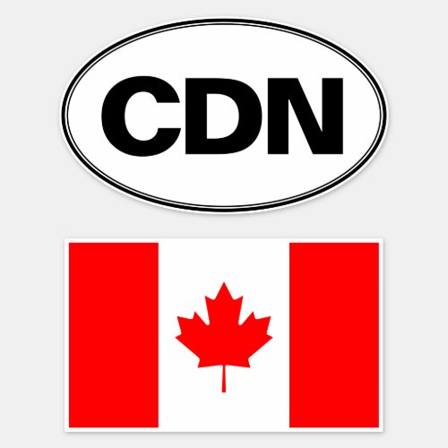 Canadian CDN Oval and Flag Vinyl Stickers