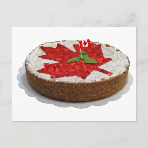 Canadian Cherry Maple Leaf Cake Postcard