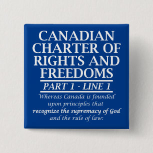 Canadian Christian Canada Charter Freedom Religion Pinback Button