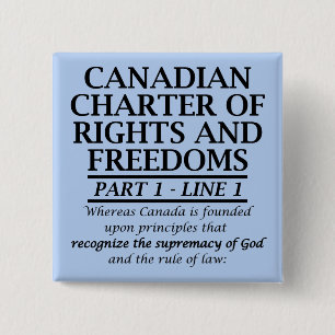 Canadian Christian Canada Charter Freedom Religion Pinback Button
