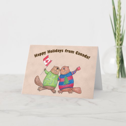 Canadian Christmas Card Beavers Holiday Card