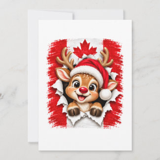 Canadian Christmas Reindeer Note Card