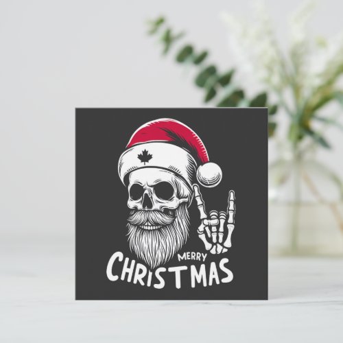 Canadian Christmas Skull  Holiday Card
