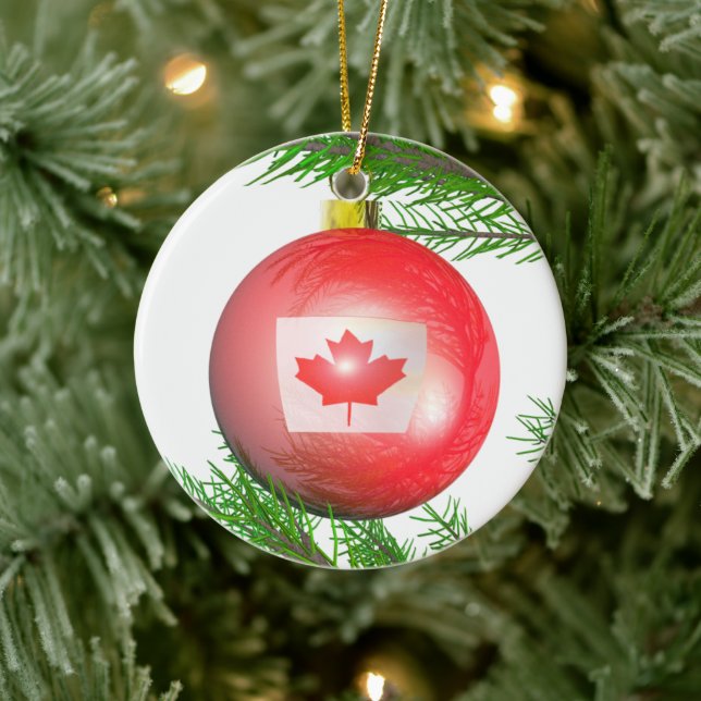 Canadian Christmas Tree Ball Ceramic Ornament (Tree)