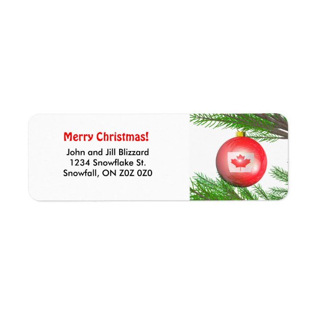 Canadian Christmas Tree Decoration Label (Front)
