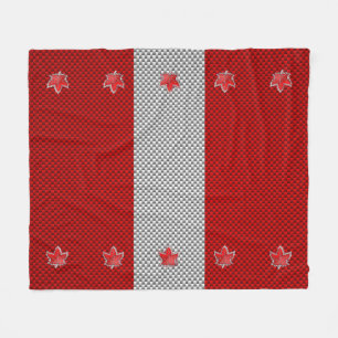 Canadian Chrome Maple Leaf on Carbon Fiber Styles Fleece Blanket