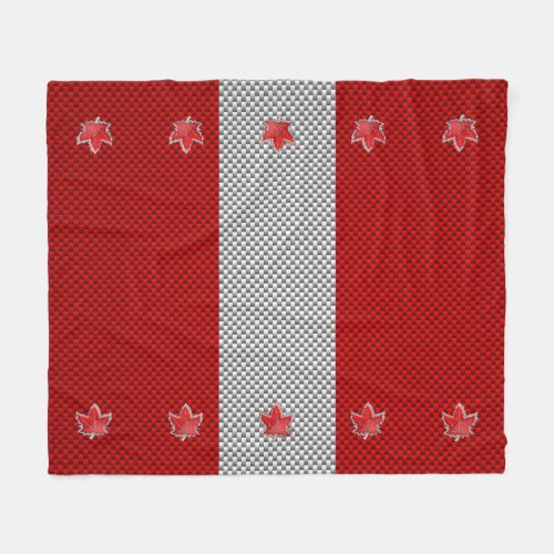 Canadian Chrome Maple Leaf on Carbon Fiber Styles Fleece Blanket