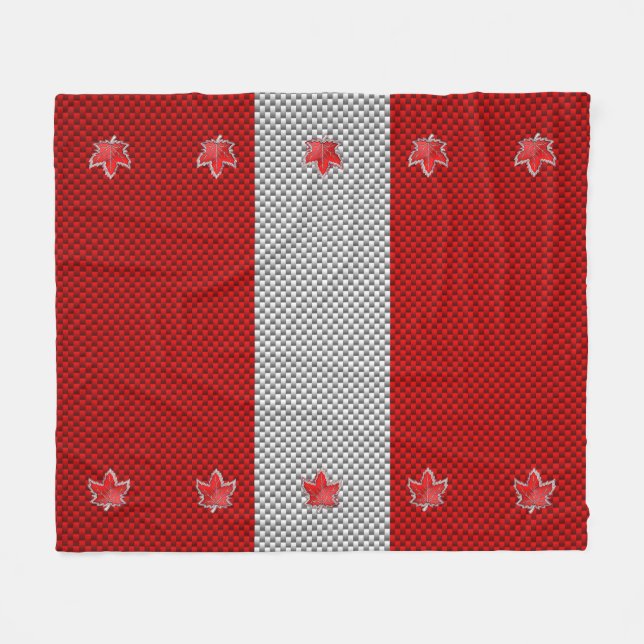 Canadian Chrome Maple Leaf on Carbon Fiber Styles Fleece Blanket (Front (Horizontal))