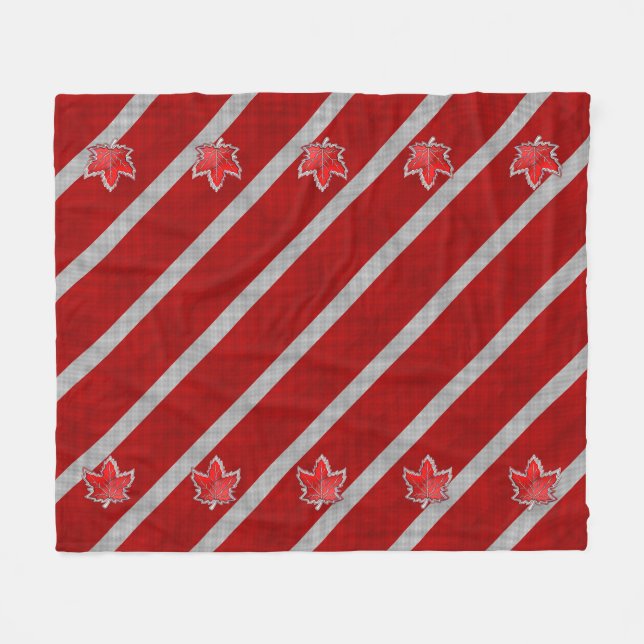 Canadian Chrome Maple Leaf on Carbon Fiber Styles Fleece Blanket (Front (Horizontal))