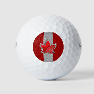 Canadian Chrome Maple Leaf on Carbon Fiber Styles Golf Balls