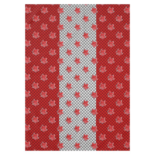 Canadian Chrome Maple Leaf on Carbon Fiber Styles Tablecloth (Front)