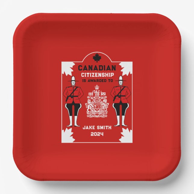 Canadian Citizenship Celebration Gift Paper Plates (Front)