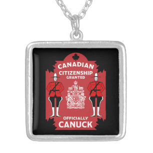 Canadian Citizenship Celebration Gift Silver Plated Necklace